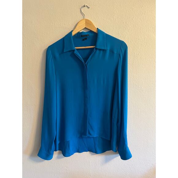 Theory Blue 100% silk blouse size medium - Picture 1 of 6